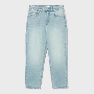 Cropp - Jeansy mom z efektem sprania TALL - niebieski