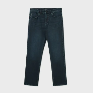 Cropp - Jeansy regular z efektem sprania - surowy granatowy