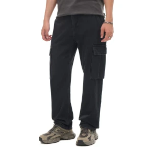 Cropp - Jeansy relaxed fit z kieszeniami cargo - czarny