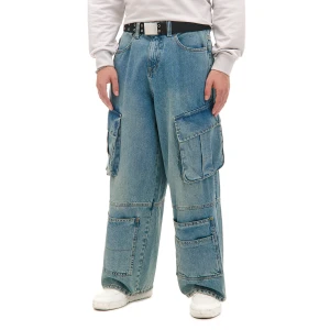 Cropp - Jeansy skater z wieloma kieszeniami - niebieski