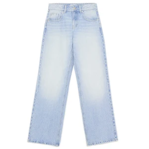 Cropp - Jeansy straight PETITE z efektem sprania - niebieski