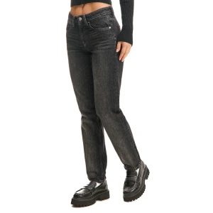 Cropp - Jeansy straight slim z efektem sprania - czarny