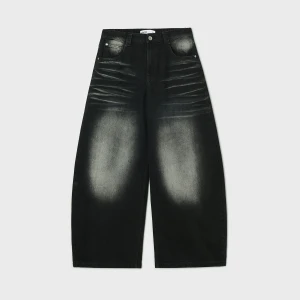 Cropp - Jeansy super baggy z efektem sprania - czarny