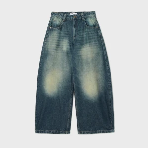 Cropp - Jeansy super baggy z efektem sprania - granatowy