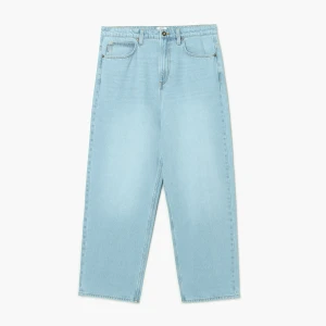 Cropp - Jeansy super baggy z efektem sprania - niebieski