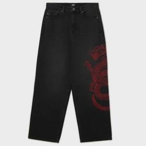 Cropp - Jeansy super baggy z haftowanym smokiem - czarny