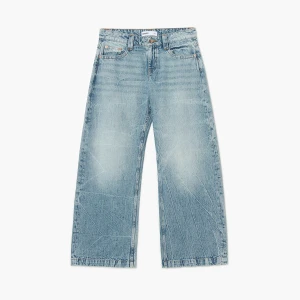 Cropp - Jeansy wide leg w stylu vintage - niebieski
