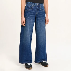 Cropp - Jeansy workwear fit z efektem sprania - granatowy