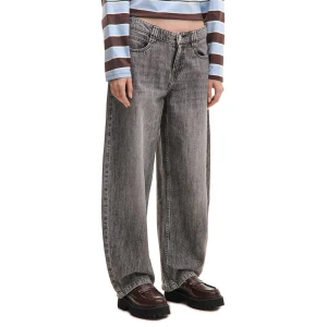 Cropp - Jeansy z nogawką barrel i efektem sprania - szary