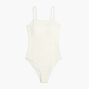 Cropp - Jednoczęściowy prążkowany strój kąpielowy - biały
