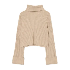 Cropp - Jesienny sweter oversize z golfem - beżowy