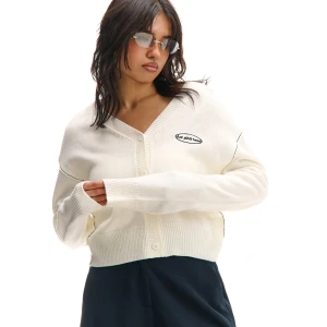 Cropp - Kardigan z kontrastowymi przeszyciami - kremowy