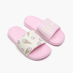 Cropp - Klapki z motywem lodów - różowy