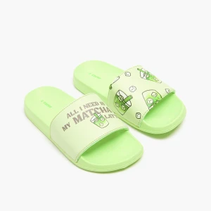 Cropp - Klapki z motywem matchy latte - zielony