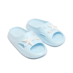 Cropp - Klapki z nadmorskim motywem - błękitny