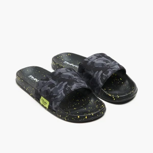 Cropp - Klapki z nadrukiem i paskiem moro - czarny