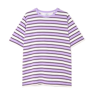 Cropp - Kolorowy T-shirt w paski - fioletowy