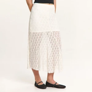 Cropp - Koronkowa biała spódnica maxi - biały