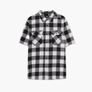 Cropp - Koszula w biało-czarną kratę - czarny