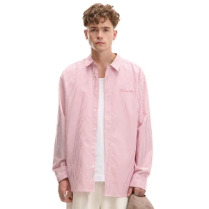 Cropp - Koszula w czerwone paski z haftem - czerwony