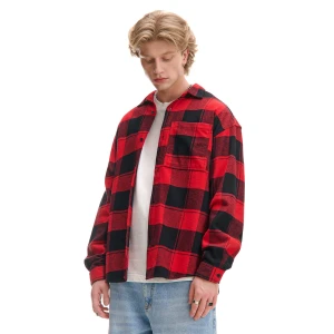 Cropp - Koszula w kratę z kieszonką - czerwony