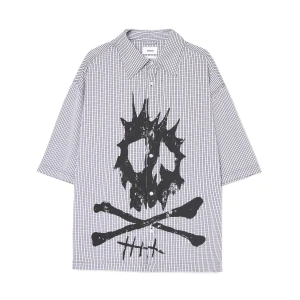 Cropp - Koszula w kratę z nadrukiem - czarny