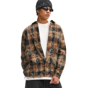 Cropp - Koszula w kratę ze spranym motywem - brązowy