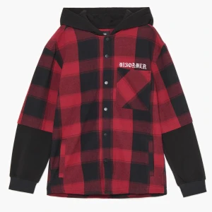 Cropp - Koszula z bluzowymi rękawami i kapturem - kasztanowy