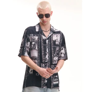 Cropp - Koszula z motywem zdjęć - czarny