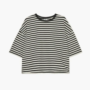 Cropp - Koszulka basic w paski - wielobarwny