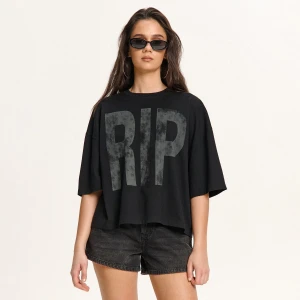 Cropp - Koszulka boxy z efektem sprania - czarny