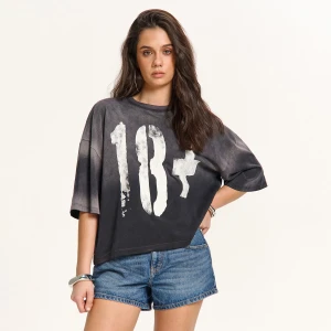 Cropp - Koszulka boxy z efektem sprania - szary