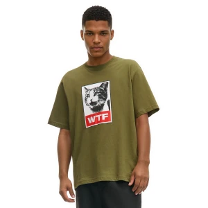 Cropp - Koszulka comfort z motywem kota - zielony