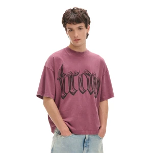 Cropp - Koszulka comfort z nadrukiem - różowy