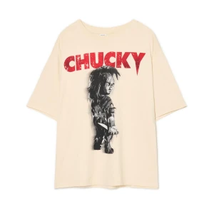 Cropp - Koszulka Laleczka Chucky UNISEX - beżowy