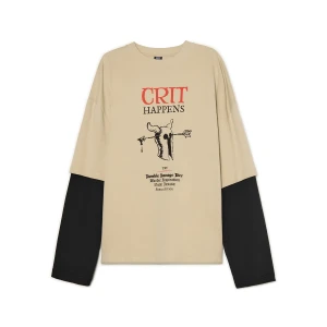 Cropp - Koszulka longsleeve w stylu retro - beżowy