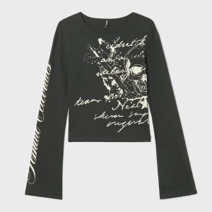 Cropp - Koszulka longsleeve z dark motywem - czarny
