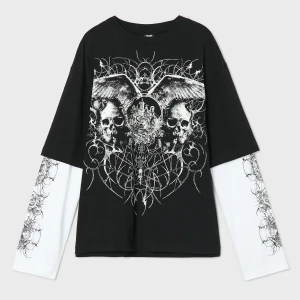 Cropp - Koszulka longsleeve z gotyckim motywem - czarny