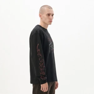 Cropp - Koszulka longsleeve z motywem płomieni - czarny