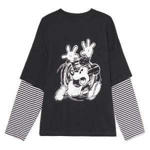 Cropp - Koszulka longsleeve z Myszką Miki - czarny
