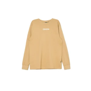 Cropp - Koszulka longsleeve z nadrukiem Cropp - beżowy
