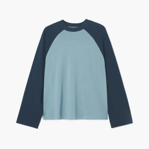 Cropp - Koszulka longsleeve z raglanowymi rękawami - niebieski