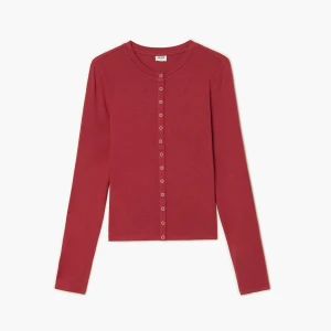 Cropp - Koszulka longsleeve z zapięciem na zatrzaski - czerwony
