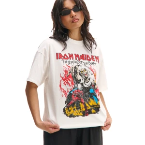 Cropp - Koszulka oversize Iron Maiden - biały