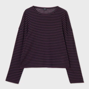 Cropp - Koszulka oversize w paski - fioletowy