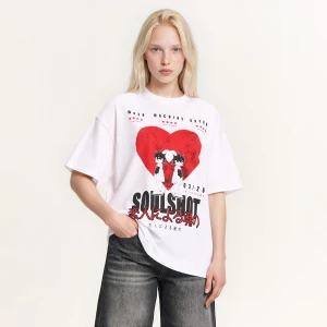Zdjęcie produktu Cropp - Koszulka oversize z japońskim motywem - biały