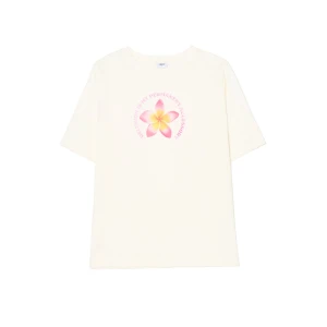 Cropp - Koszulka oversize z kwiatowym nadrukiem - biały