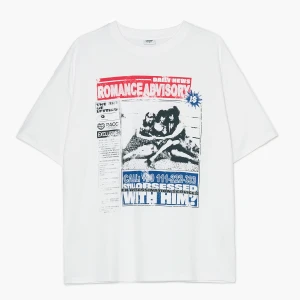 Cropp - Koszulka oversize z motywem czasopisma - biały