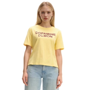 Cropp - Koszulka oversize z napisem - kremowy