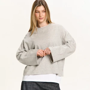 Cropp - Koszulka oversize z szerokimi rękawami - jasny szary